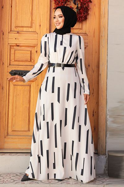 Neva Style Rochie Hijab cu model negru - 4645S
