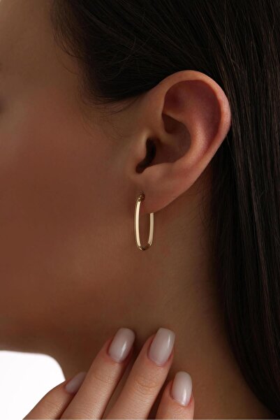 Tufanlar Kuyumculuk 14 Ayar Oval Altın Küpe