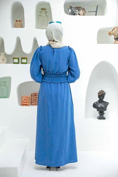 Neva Style Ελαστικό Indigo Blue Hijab Φόρεμα 1300ım
