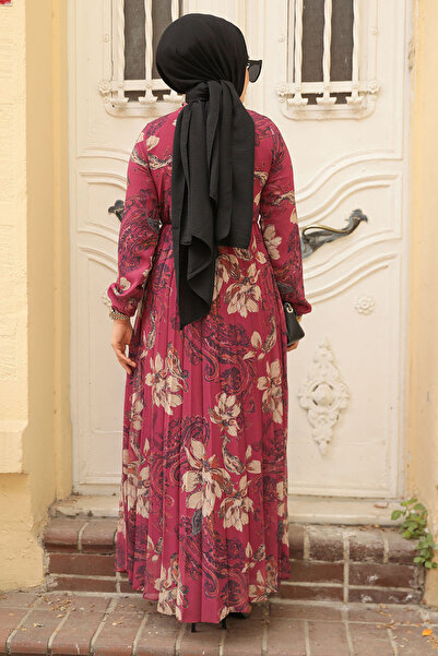 Neva Style Cherry Hijab Dress - Floral Pattern, Model 50355VSN