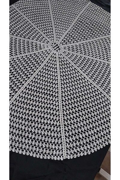 Papatyam Hand Knitted T-Shirt (110cm Diameter) Vintage Dowry Lace Flush Rope Fiskos Table Cover 1 Piece