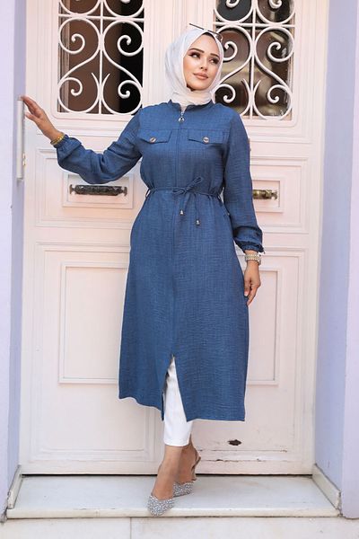 Neva Style Tunica Hijab Albastru Inchis cu nasturi 645km