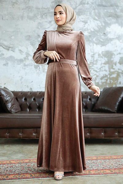 Neva Style Φόρεμα με ζώνη Κεμέρι Κόυου Βίζον Τεσέττουρ Βελούδο 36910kv