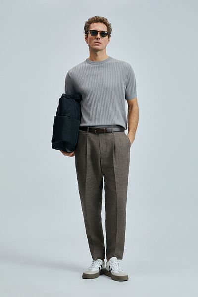 Lufian Men's Cotton Sweater - Light Gray