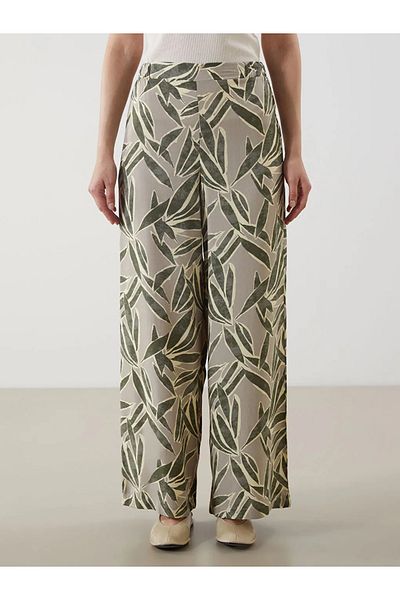 LC Waikiki Pantaloni de damă cu model LCW, verde modest, cu talie elastică