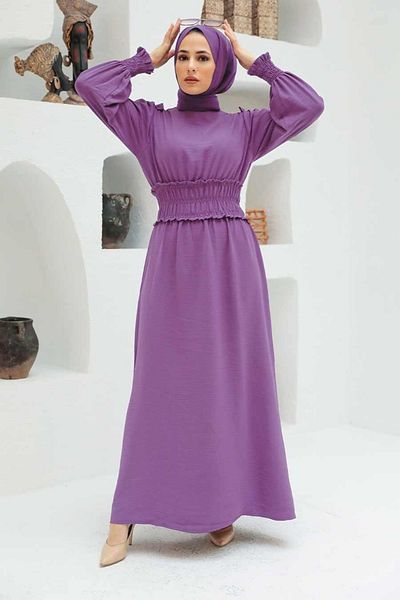 Neva Style - Rochie Hijab Liliac elastic 1300'la