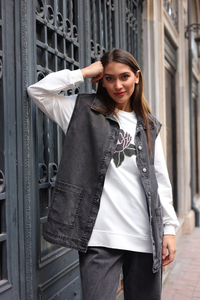 Camelya Fashion كاميليا الدنيم سترة الحجاب مجموعة ثلاثية