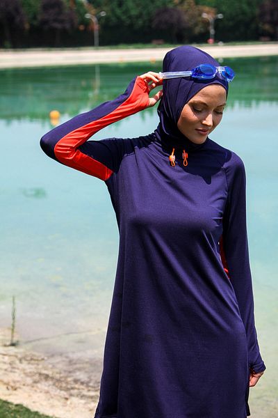 Neva Style Navy Blue Performance Full Covered Hijab Swimsuit M2231L