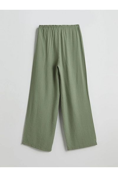 LC Waikiki Lcw modest green elastic waist textured women's pants