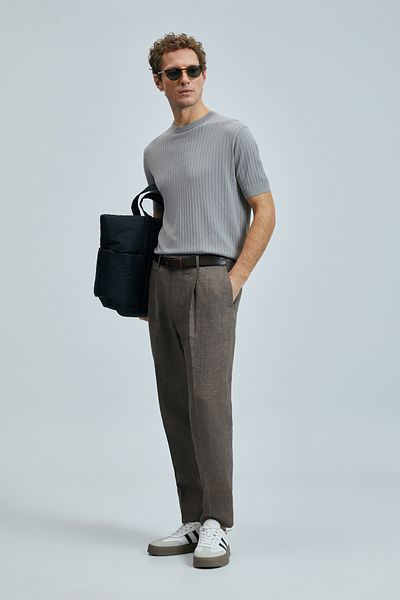 Lufian Men's Cotton Sweater - Light Gray