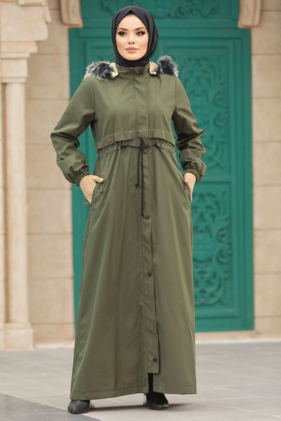 Neva Style سترة حجاب كاكي فروي 60506hk