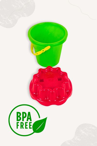 BubbyPlay Large Size Summer Beach Bucket Set Bucket, Shovel, Rake, Mini Truck Mixed Color