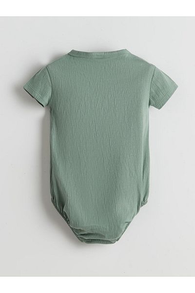 LC Waikiki Lcw Baby Green Button Basic Baby Boy Snap Bodysuit