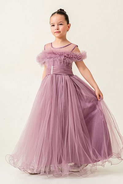 happyTekstil Girl's Tulle Evening Dress - Dark Rose Dried