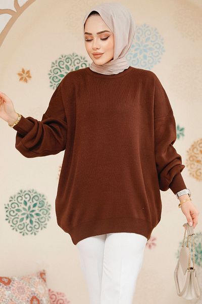 Neva Style سترة حجاب بنية تونيك 17201kh