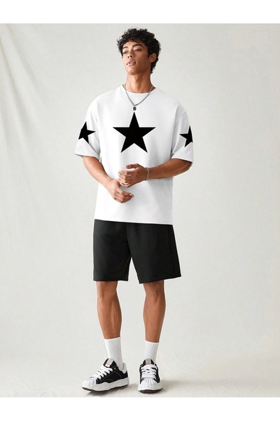 darkopia Men's Freely Printed Oversize Tshirt and Shorts Tracksuit Set