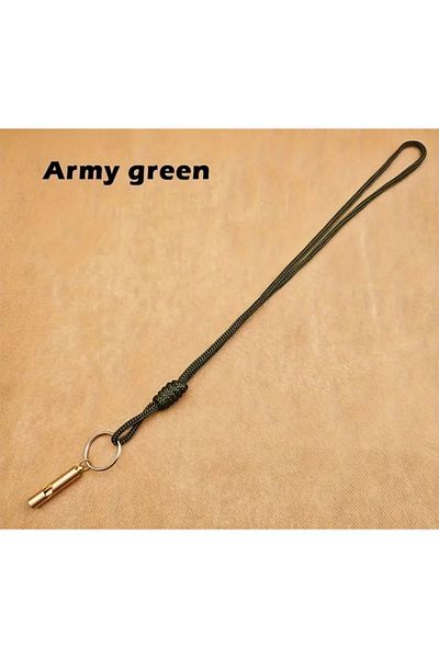 kho military design Khaki Rope Strap Brass Rescue Whistle