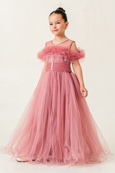 happyTekstil Girl's Tulle Evening Dress - Dusty Rose