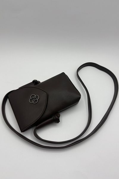 Bersia Geantă pentru telefon din piele magnetică maro închis pentru femei