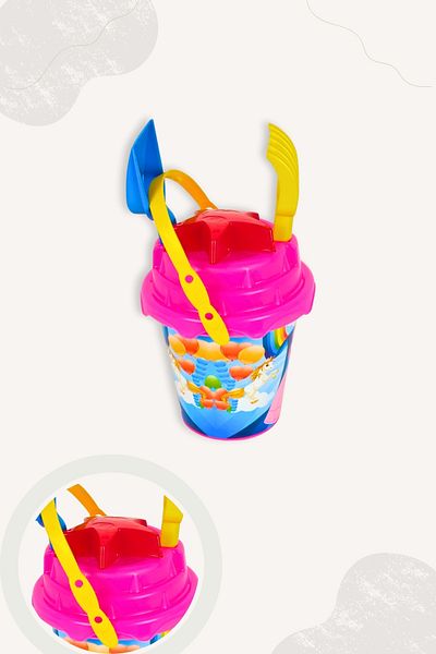 BubbyPlay Princess Summer Beach Bucket Set Bucket, Shovel, Rake, Random 1 Sand Mold Mixed Color