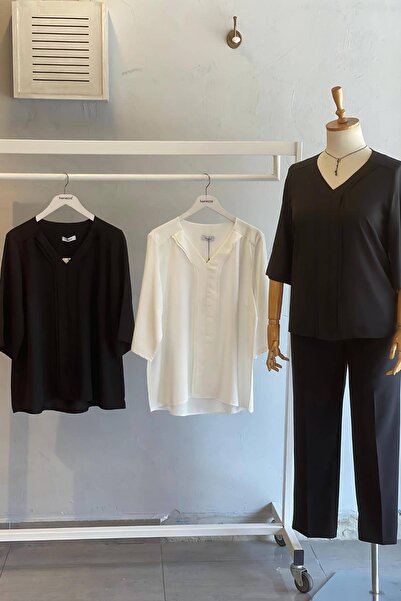 Hanezza Half Sleeve Crepe Blouse