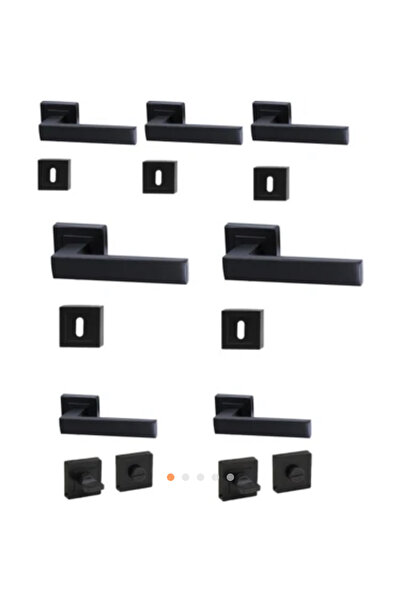 EFAKS Kare Rozetli Kapı Kolu 7'li Set (3+1 Daire Için Geçerli) Siyah