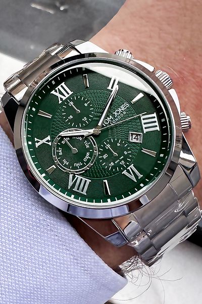 Tom Jones Men's Wristwatch - 3 ATM Waterproof Silver Color Steel Cord Bracelet with Gift Agr1339