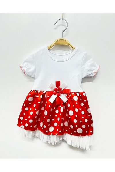 babymarkt Baby Girl Printed Patterned Lined Elastic Drawstring Short Sleeve Dress