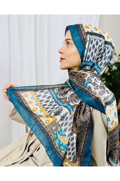 kubbe Premium Square Retro Pattern Soft Cotton Shawl - Capture a Peaceful and Stylish Style with Ethnic Pattern