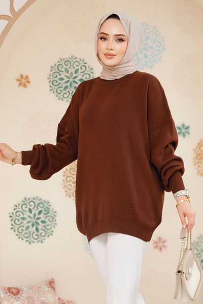 Neva Style سترة حجاب بنية تونيك 17201kh