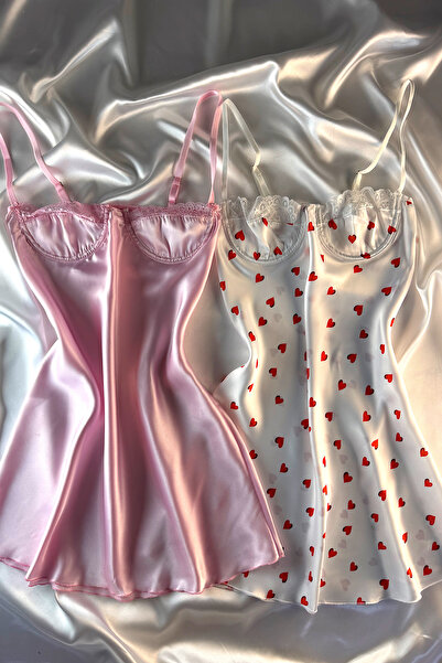 Madame Mercy Balenli saten gecelik 2 li (ÇEYİZ,BOHÇA,NİŞAN)