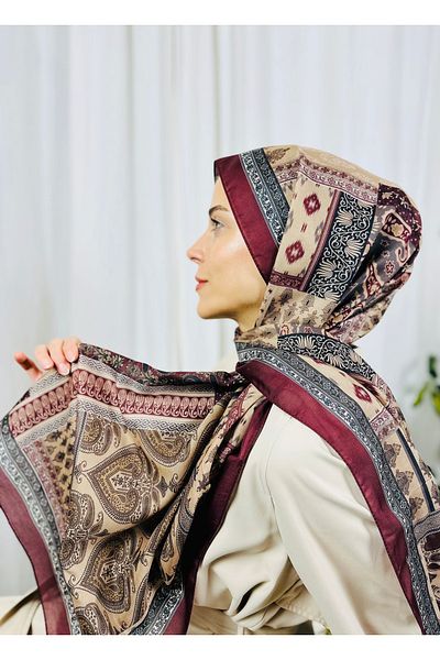 kubbe Premium Square Retro Pattern Soft Cotton Shawl - Capture a Peaceful and Stylish Style with Ethnic Pattern