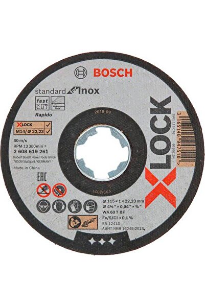 Bosch - X-LOCK - 115*1,0 mm Standard Seri Düz Inox (Paslanmaz Çelik) Kesme Diski (Taş) - Rapido