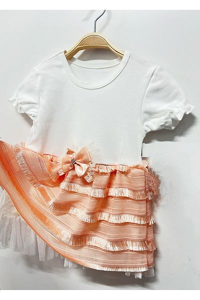 babymarkt Baby Girl Printed Patterned Lined Elastic Drawstring Short Sleeve Dress