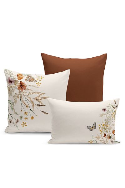 Bertille Home مجموعة أغطية وسائد مكونة من 3 قطع مطبوعة رقميًا على الوجهين من سلسلة Flower Spring (الربيع)