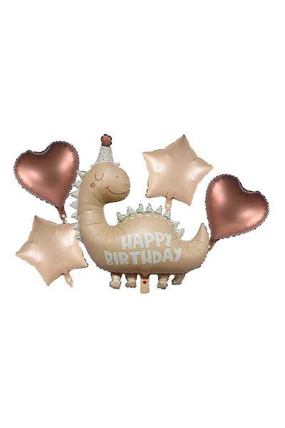 party world Retro Dinosaur Themed Balloon Set of 5 Brown Tones
