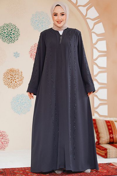 Neva Style Hijab cu mărgele afumată Ferace - 29113FU