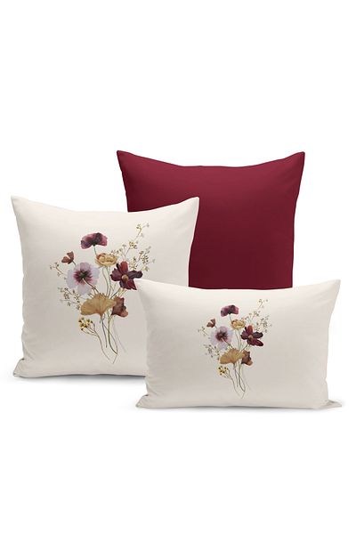 Bertille Home Set de 3 huse de pernă pentru pernă, cu imprimeu digital pe două fețe, seria Flower Spring (primăvară)