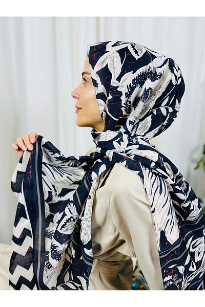 kubbe Soft Cotton Shawl - Stylish Style with Premium Floral Zigzag Retro Pattern, Ethnic Pattern