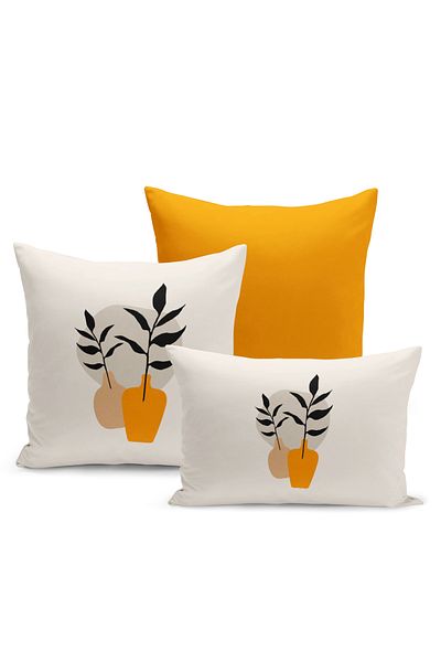 Bertille Home Set de 3 huse de pernă din seria minimalistă, imprimate digital pe două fețe