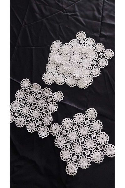 Papatyam 5 Pcs Hand Knitted Crochet Lace 18X18 Vintage Cotton Yarn