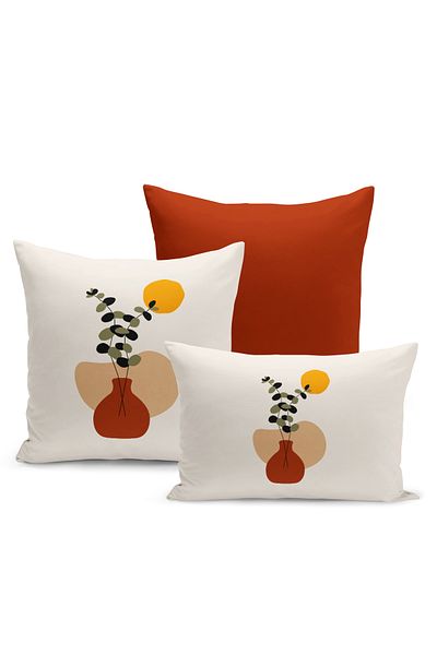 Bertille Home Set de 3 huse de pernă din seria minimalistă, imprimate digital pe două fețe