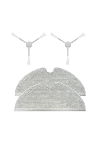 ROPALDE Set de 4 perii laterale albe și cârpă pentru mop compatibile cu aspir...