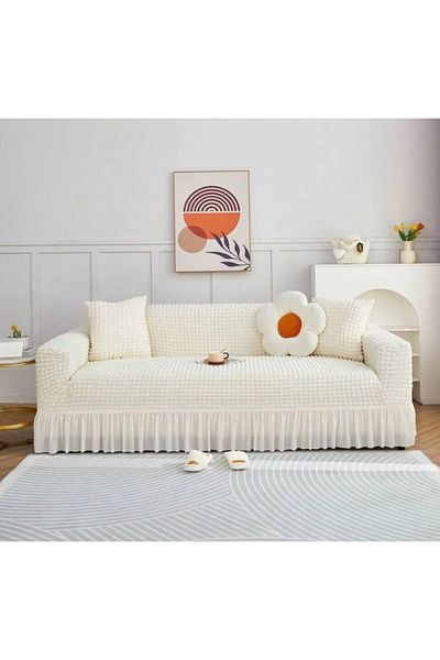 BAQDO Bürümcük 3+3+1+1, Sofa, Sofa Bed Cover and Sığım Sofa Cover Cream Set