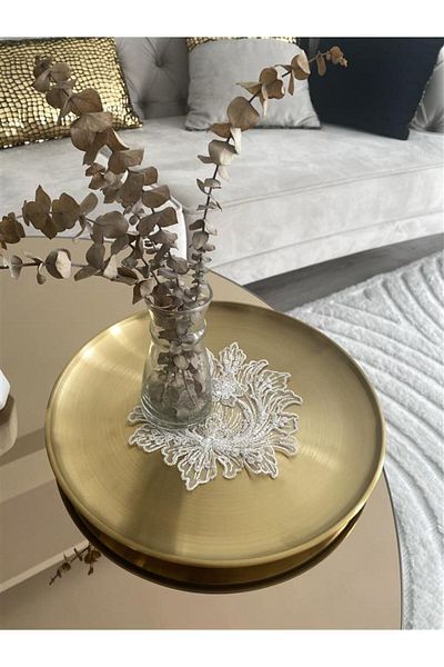Home Lotus Model Decorative Guipure Lace Coffee Cocktail Set of 6 Presentation Napkins