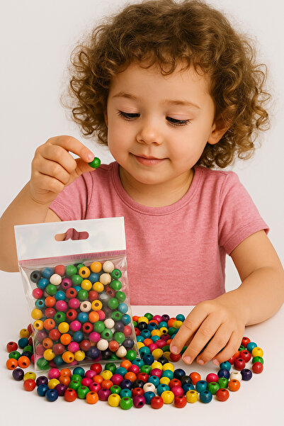 YAHO OYUNCAĞIN DOĞAL HALİ Ahşap 10 mm Renkli Boncuk (50 adet)