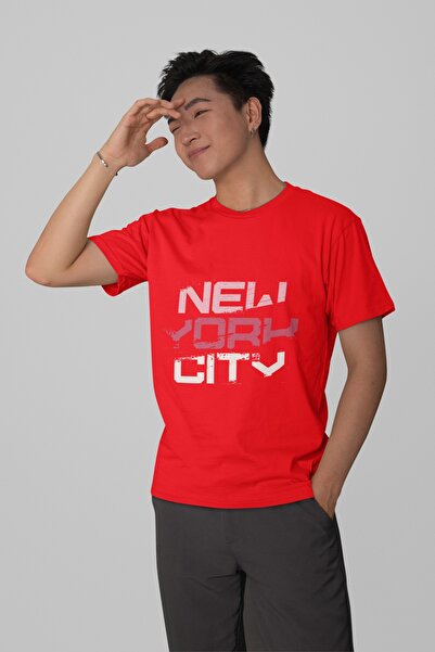 Butik تي شيرت نسائي/رجالي 100% قطن مطبوع عليه نيو يورك سيتي برقبة دائرية وأكم...