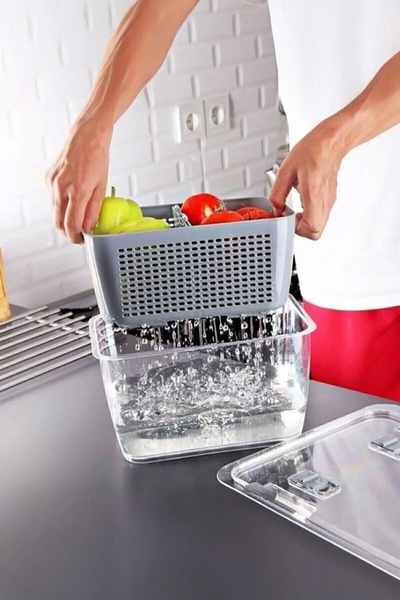 Arar Home 4-Piece 9 Liter Strainer Compartment Organizer Refrigerator Airtight Storage Container