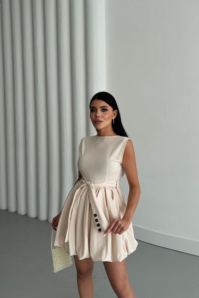 Arben Boutique Κοντό φόρεμα Ahes Shopping με σχέδιο με φούστα με μπαλόνι - Μπεζ