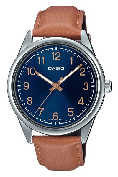 Casio Brand Steel Case, Leather Cord Earth Color Men Wristwatch